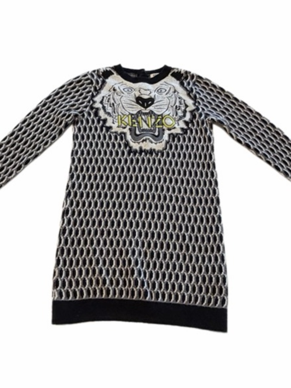 Kenzo Kids Embroidered Tiger Knit Sweater Dress